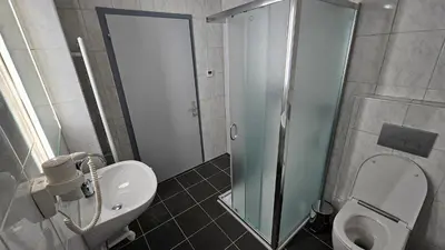 Ein Badezimmer in der Unterkunft FeWo in der Kiese Hard