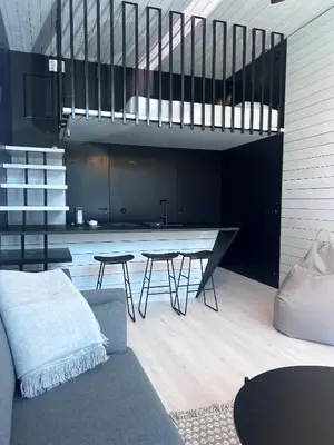 Ein Sitzbereich in der Unterkunft Chalet Park by Maier Höchst