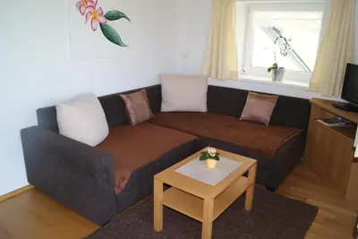 Ein Sitzbereich in der Unterkunft Haus Eberle