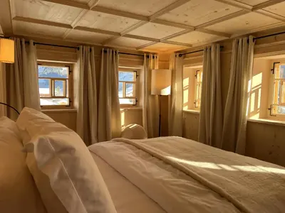 Ein Bett oder Betten in einem Zimmer der Unterkunft Chalet Sonnenhof Lech