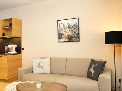 Ein Sitzbereich in der Unterkunft Wohnung in Schröcken nahe Ski Arlberg
