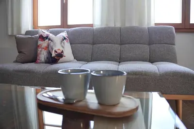 Ein Sitzbereich in der Unterkunft Landwohnung