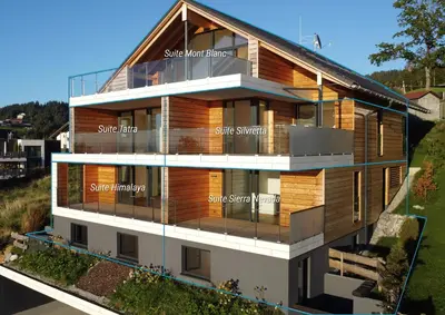 Das Gebäude in dem sich das Chalet befindet