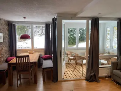 Ein Sitzbereich in der Unterkunft Appartement Sonnherzl