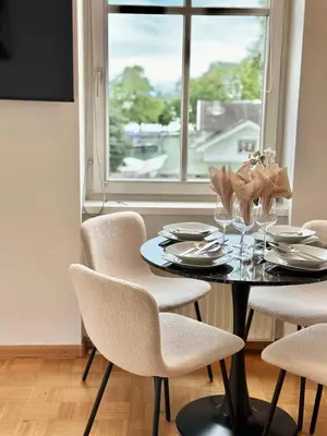 Grundriss der Unterkunft Ferienwohnung mit Balkon und Seeblick
