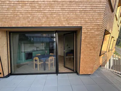 Ein Balkon oder eine Terrasse in der Unterkunft Walsergrat Appartements