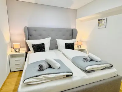 Ein Bett oder Betten in einem Zimmer der Unterkunft Ferienwohnung Wanderlust