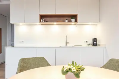 Küche/Küchenzeile in der Unterkunft Säntisblick Apartment
