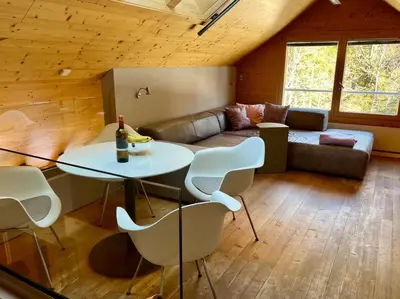 Ein Sitzbereich in der Unterkunft Villa Schaschl