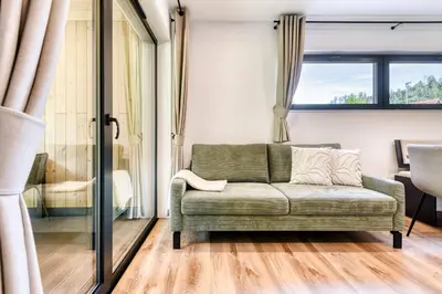 Ein Sitzbereich in der Unterkunft bsundrix Tiny Homes