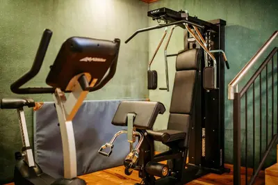 Das Fitnesscenter und/oder die Fitnesseinrichtungen in der Unterkunft Hotel Alpenstüble Appartements