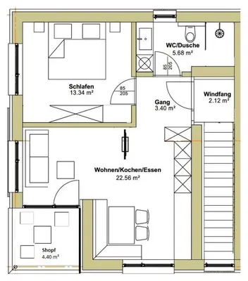 Grundriss der Unterkunft Ferienwohnung Huber