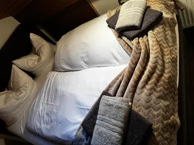 Ein Bett oder Betten in einem Zimmer der Unterkunft Am 12er
