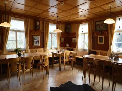 Ein Sitzbereich in der Unterkunft Holiday apartment in Bregenzerwald near forest
