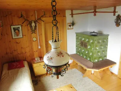 Ein Sitzbereich in der Unterkunft Ferienhaus Fritzensee