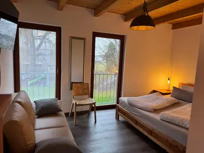 Ein Bett oder Betten in einem Zimmer der Unterkunft Ferienwohnung Hard am Bodensee