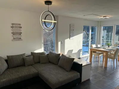 Ein Sitzbereich in der Unterkunft Helle, gemütliche 2-Zimmerwohnung in Feldkirch