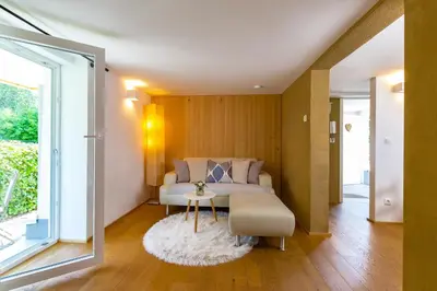 Ein Sitzbereich in der Unterkunft Ferienhaus Bachschlössle