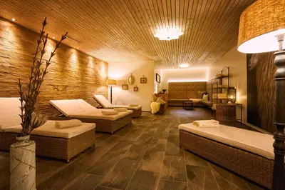 Ein Sitzbereich in der Unterkunft Hotel Gretina