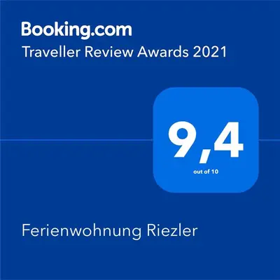 Ein Zertifikat, Auszeichnung, Logo oder anderes Dokument, das in der Unterkunft Ferienwohnung Riezler ausgestellt ist