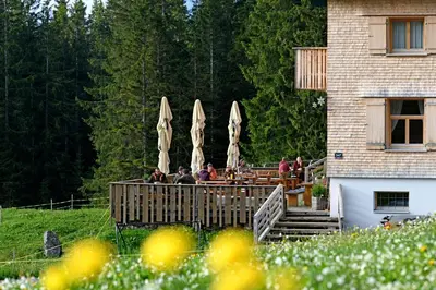 Ein Garten an der Unterkunft Edelweiß am Öberle