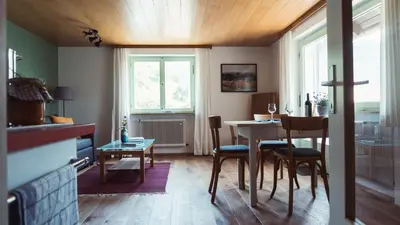 Ein Sitzbereich in der Unterkunft Ferienwohnung Morgengabe
