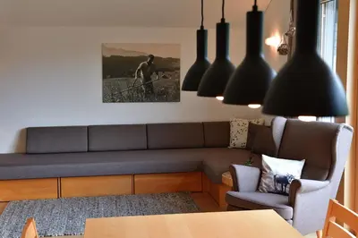 Ein Sitzbereich in der Unterkunft Ferienhof Sonne