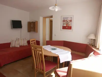 Ein Sitzbereich in der Unterkunft Appart Saroja-Tannleger