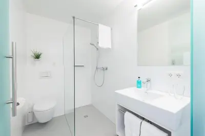 Ein Badezimmer in der Unterkunft Pension Löwen