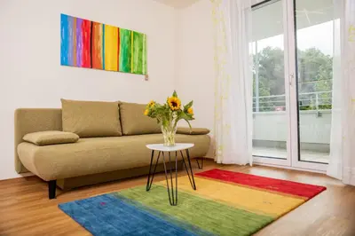 Ein Sitzbereich in der Unterkunft Cityapartment Dornbirn 50qm zentral in Bahnhofsnähe mit TG