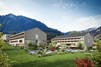 Ein allgemeiner Bergblick oder ein Berglick von des Hotels aus