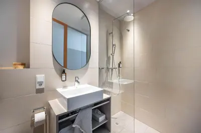 Ein Badezimmer in der Unterkunft Val Blu Sport | Hotel | SPA