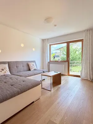 Ein Sitzbereich in der Unterkunft Wiesen Appartment