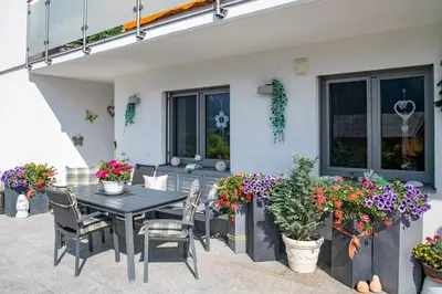 Ein Balkon oder eine Terrasse in der Unterkunft Ferienwohnung am Gant