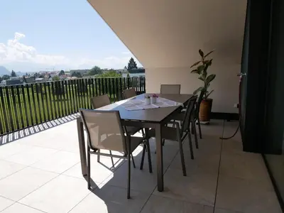 Ein Balkon oder eine Terrasse in der Unterkunft Penthouse 37th HEAVEN (ca. 90m²)