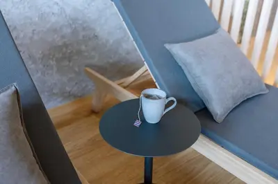 Ein Sitzbereich in der Unterkunft Apartments Pôldi