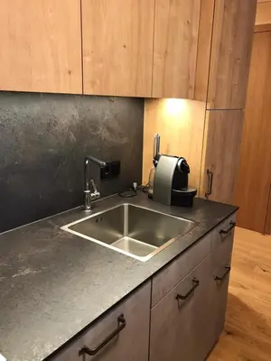 Küche/Küchenzeile in der Unterkunft Ferienwohnung Schnetzer Au