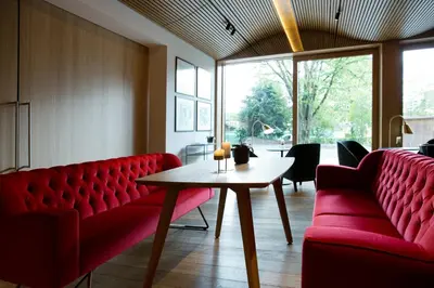 Ein Sitzbereich in der Unterkunft Hotel Schwärzler