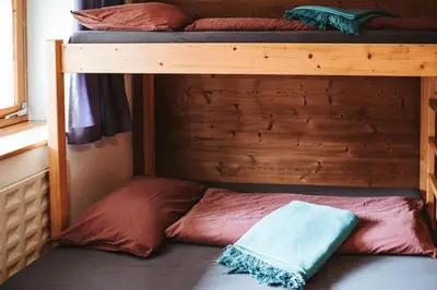 Ein Bett oder Betten in einem Zimmer der Unterkunft Ferienhaus MAVI