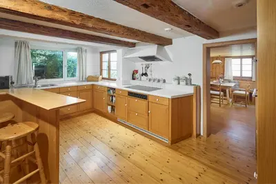 Küche/Küchenzeile in der Unterkunft Bauernhaus am Pfänderhang mit Seeblick