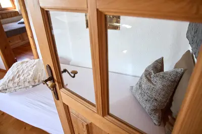 Ein Bett oder Betten in einem Zimmer der Unterkunft Bauernhaus am Pfänderhang mit Seeblick