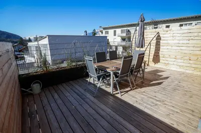 Ein Balkon oder eine Terrasse in der Unterkunft Terrassenwohnung in Götzis