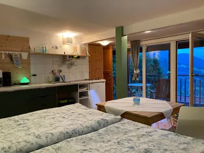 Ein Bett oder Betten in einem Zimmer der Unterkunft Appartement im Sport- und Seminarhaus Walsertal