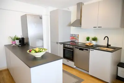 Küche/Küchenzeile in der Unterkunft Zentrales Apartment Pfänderblick