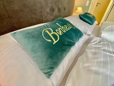 Ein Bett oder Betten in einem Zimmer der Unterkunft Stilvolles Apartment «Coco» am Bodensee
