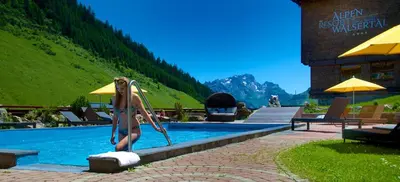 Ein allgemeiner Bergblick oder ein Berglick von des Hotels aus