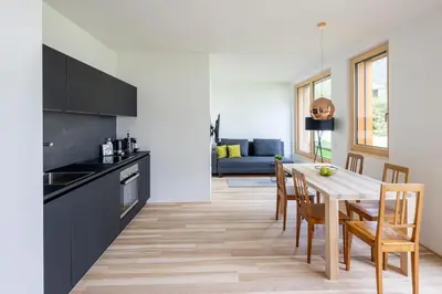 Küche/Küchenzeile in der Unterkunft am Greben Apartments eins - zwei - sechs - sieben