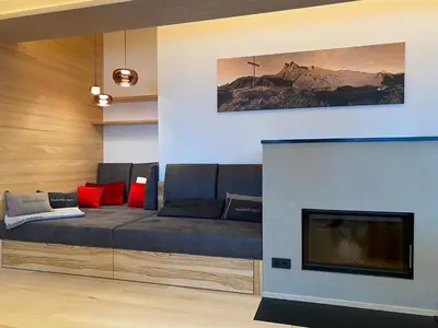 Ein Sitzbereich in der Unterkunft Dahoam - neue Ferienwohnung mit Kamin und Sauna