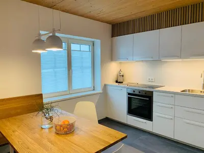 Küche/Küchenzeile in der Unterkunft Dorf(er)leben Ferienwohnung im Kleinwalsertal
