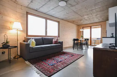 Ein Sitzbereich in der Unterkunft BOUTIQUE APARTMENTS LUSTENAU Nachhaltige Kühlung über Erdsonde und Fussbodenkühlung